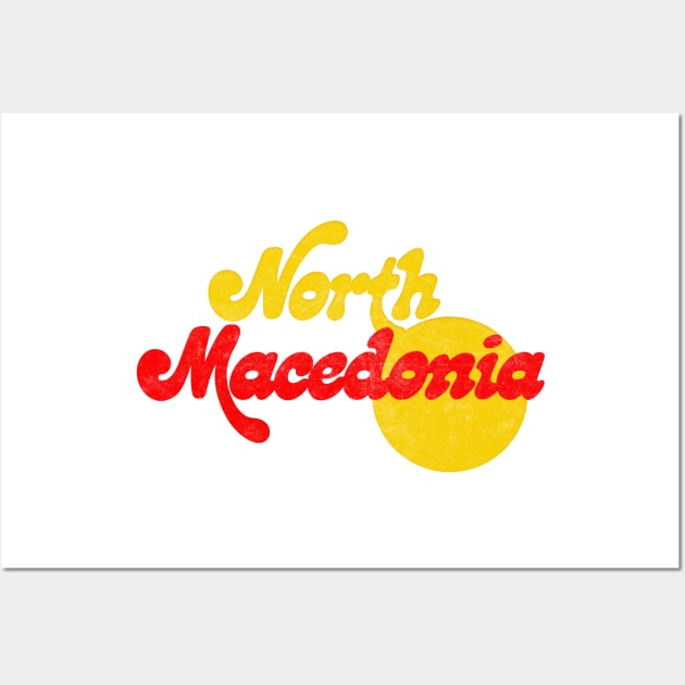 North Macedonia /  Retro Faded Style Typography Design Wall Art by DankFutura